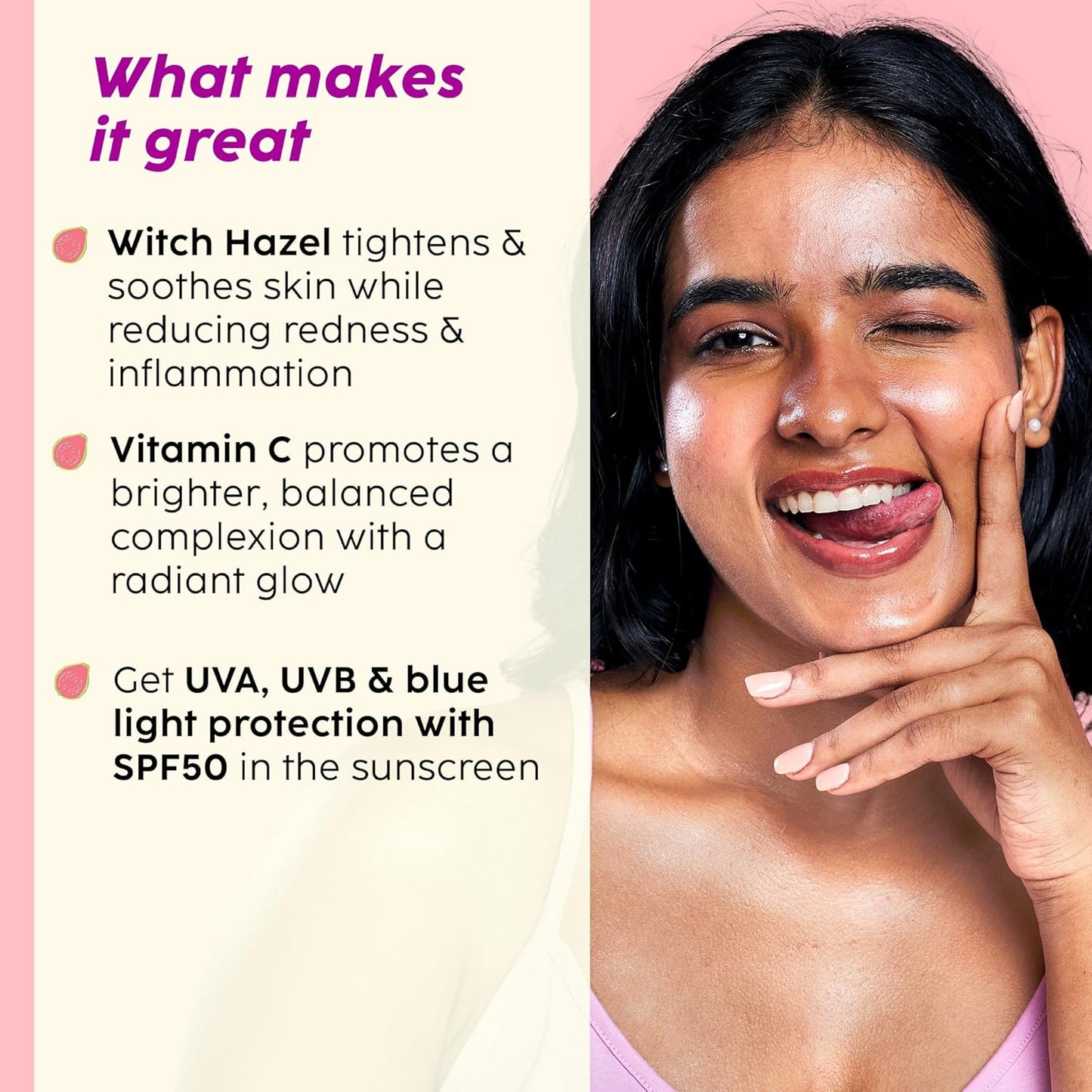 Plix Guava & Roses Regime for Bright Skin & Balanced Skin pH|Hydrating Cleanser|2-in-1 Toner Serum|Smoothie Moisturizer|Invisible Sunscreen Gel With SPF 50+ PA +++