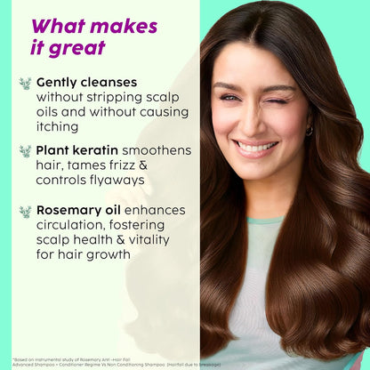 Plix Rosemary Advanced Anti HairFall Shampoo for Decreases Hair Fall & Breakage - 200 ml | All Hair Types | Men & Women | Sulphate & Paraben Free