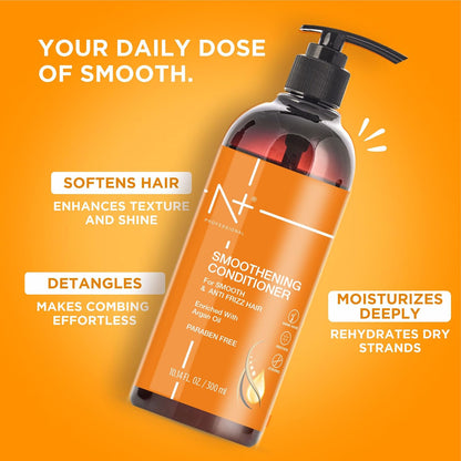 N PLUS Professional Smoothening Conditioner, For Smooth & Anti Frizz Hair, Enriched with Argan Oil, Paraben Free