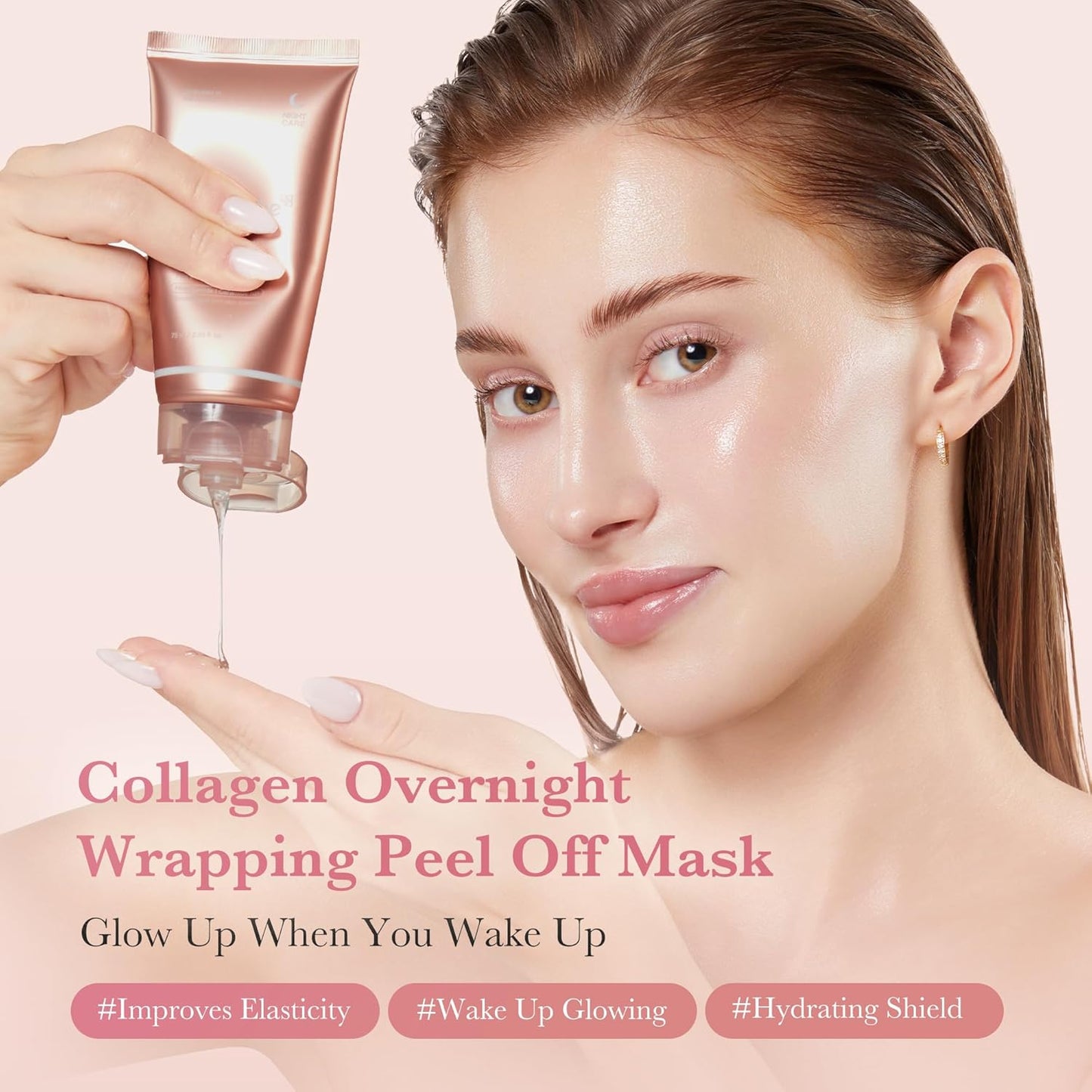 Medicube Collagen Overnight Wrapping Peel Off Facial Mask Pack - Elasticity & Hydration Care, Reduces Sagging & Dullness - Hydrolyzed Collagen For Glowing Skin - Korean Skin Care 75ml