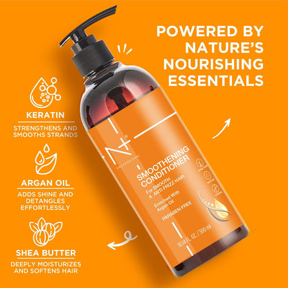 N PLUS Professional Smoothening Conditioner, For Smooth & Anti Frizz Hair, Enriched with Argan Oil, Paraben Free