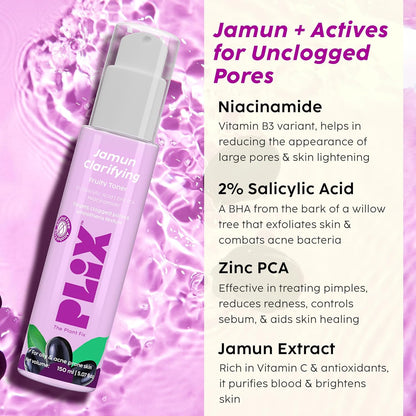 PLIX - THE PLANT FIX Jamun Clarifying Fruity Toner (150 Ml)|With Niacinamide & Jamun Extract|Targets Clogged Pores & Smoothens Skin|For Oily & Acne Prone Skin 150ml