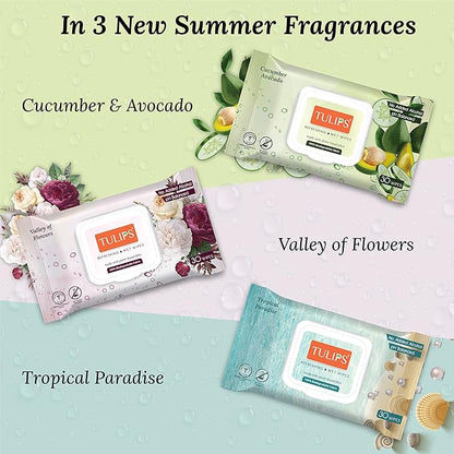 Tulips Refreshing Wet Wipes Made With Plants-Based Fibers Vally Of Flowers 30N