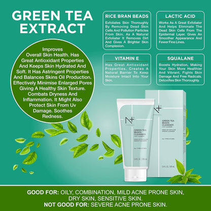 N Plus Professional Green Tea Beads 3 in 1 Cleanser