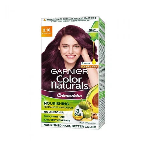 Garnier Color Naturals Creme Hair Color - 3.16 Burgundy (70ml+60gm)