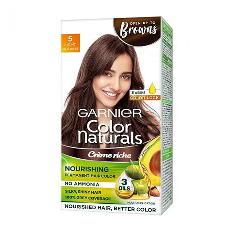 Garnier Color Naturals Creme Hair Color - 5 Light Brown (70ml+60gm)