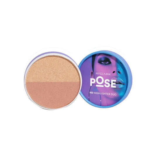 Myglamm Pose HD Highlighter Duo - Champagne & Rose Gold (9g)