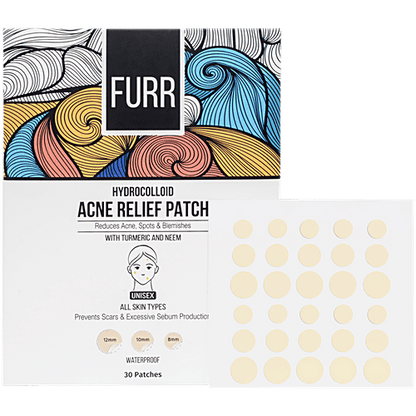 Furr By Pee Safe Acne Relief Patches For All Skin Types - Hydrocolloid With Turmeric & Neem, 30 pcs