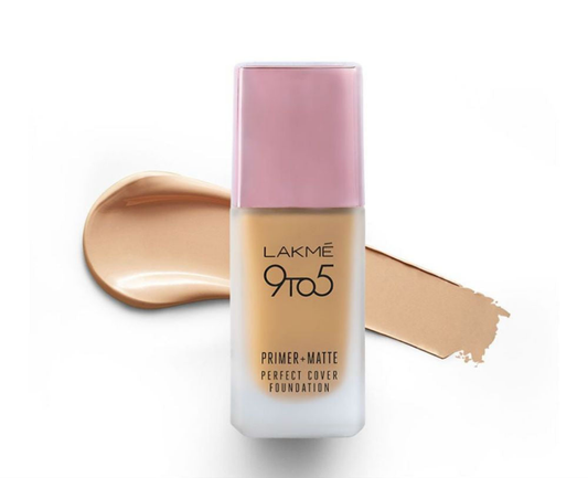 Lakme 9 To 5 Primer + Matte Perfect Cover Foundation - W120 Warm Creme (25ml)