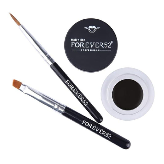 Daily Life Forever52 Long Wear Gel Eyeliner & Tattoo, Waterproof Smudgeproof Long Lasting Cream Eyeliner Gel with 2PCS Brushes for Smooth Aplication (Jet Black GT001)