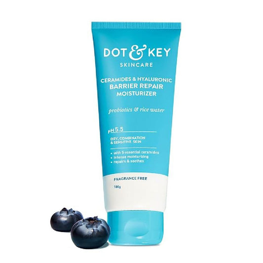 Dot & Key Ceramides Moisturizer with Hyaluronic for Intense Moisturizing and Skin Strengthening, Probiotic & Rice Water, Barrier Repair Cream For Dry Skin, Normal & Sensitive Skin 100g