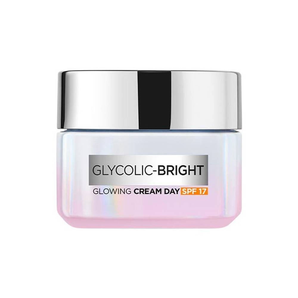 Loreal Paris Glycolic Bright Glowing Day Cream - SPF 17, For Dark Spot Reduction & Even Toned Skin, 50 ml