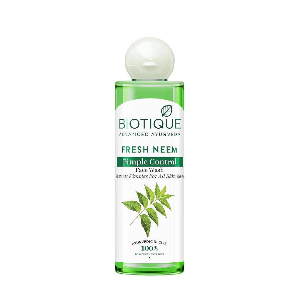 Biotique Fresh Neem Pimple Control Face Wash| Ayurvedic and Organically Pure| Prevents Pimples |100% Botanical Extracts, 200mL