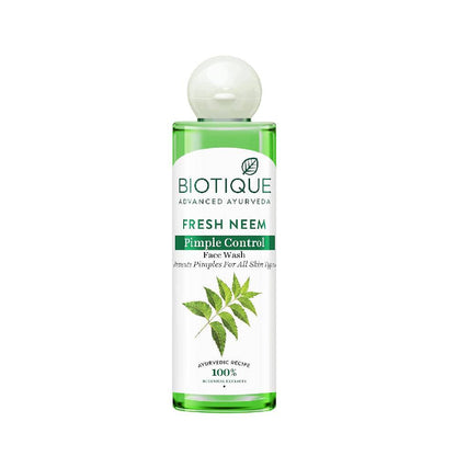 Biotique Fresh Neem Pimple Control Face Wash| Ayurvedic and Organically Pure| Prevents Pimples |100% Botanical Extracts, 200mL