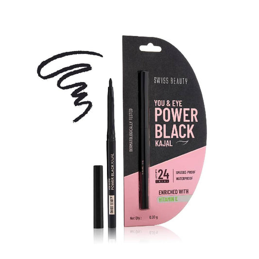Swiss Beauty You & Eye Power Black Kajal | Waterproof & Smudge-Proof