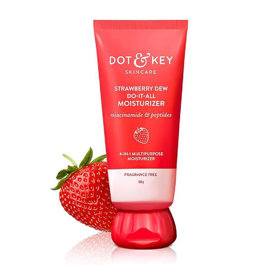 Dot & Key Strawberry Brightening Moisturizer, Niacinamide, Peptides & Hyaluronic Acid, Non-sticky, Brightens Skin, Intense Moisturization | Non-Comedogenic & Fragrance Free, Lightweight 80g