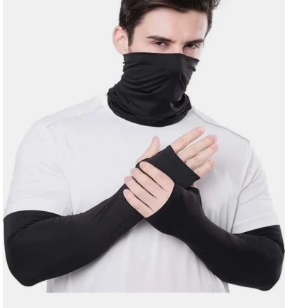 Cotton Arm Sleeve & mask black For Men & Women