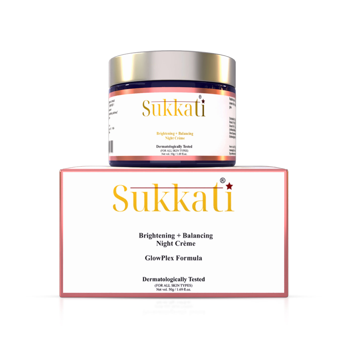 Sukkati Brightening + Balancing Night Crème for Overnight Hydration | Lightens Skin Tone | Revitalizes Tired Skin for Men & Women | 50 g