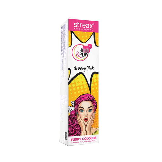 Streax Professional Ammonia-Free, Peroxide-Free Hold and Play Funky Colours Crazy Cream - Groovy Pink
