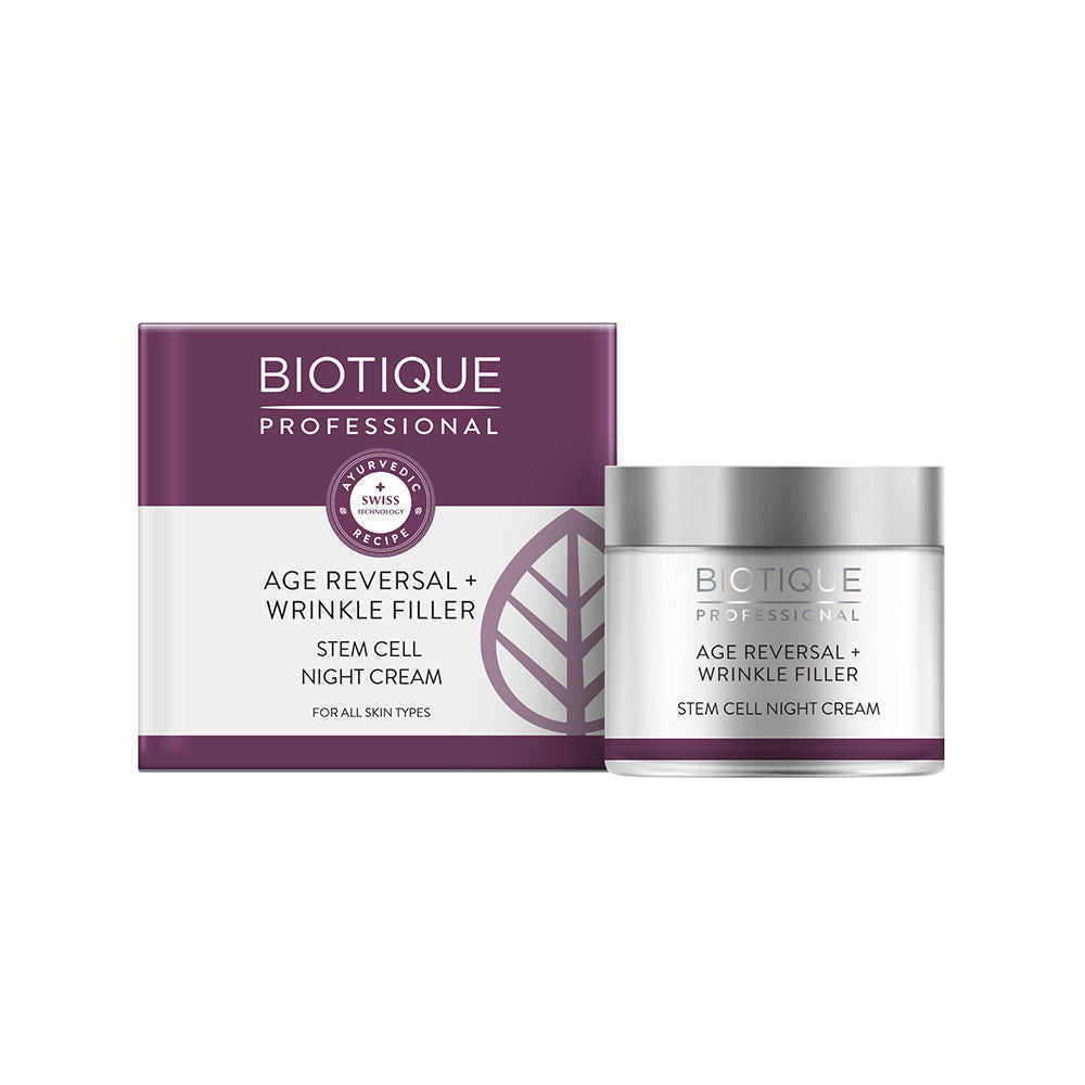 Biotique Professional Age Reversal + Wrinkle Filler Stem Cell Night Cream (50g)