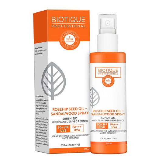 Biotique Professional Rosehip Seed Oil + Sandalwood Spray 50+ SPF (120ml)