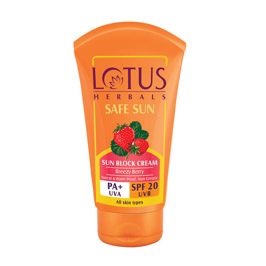 Lotus Herbals Safe Sunblock Cream Breezy Berry PA+UVA SPF20 UVB (50gm)