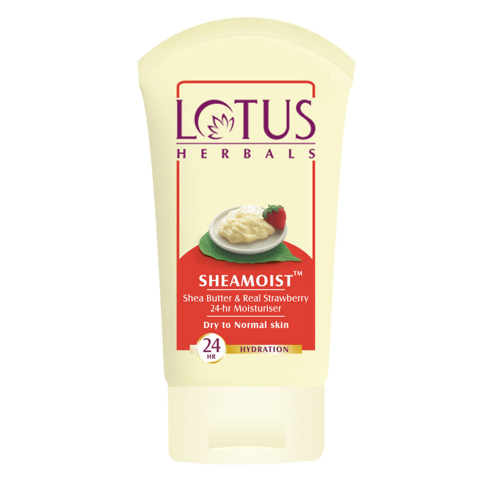Lotus Herbal Sheamoist Shea Butter & Real Strawberry 24hr Hydration Moisturiser (60gm)