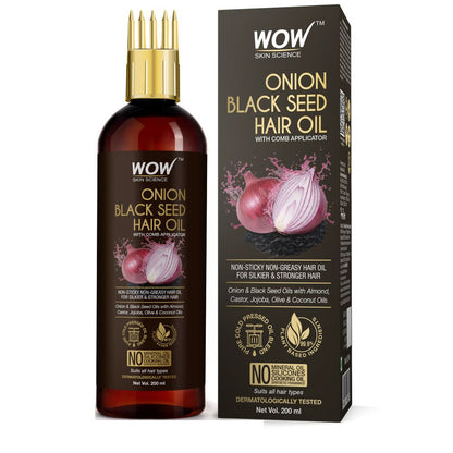 WOW Skin Science Onion Black Seed Hair Oil With Comb Applicator (200ml)