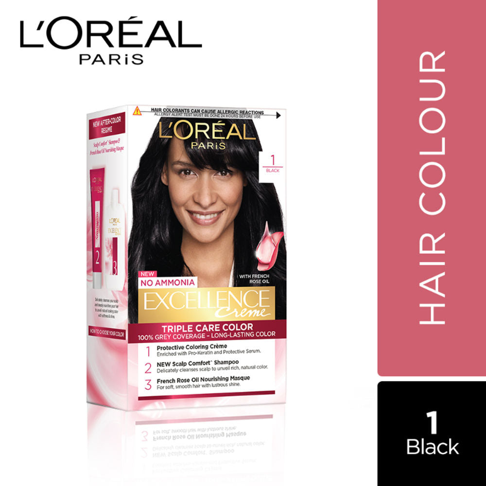 L'Oreal Paris Excellence Creme Hair Color - 1 Black (72ml)