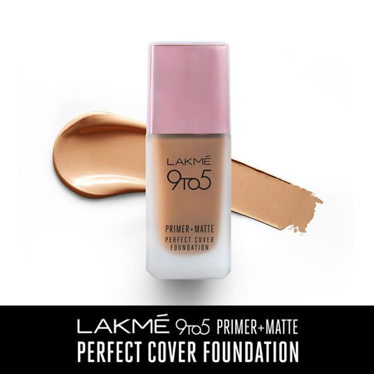 Lakme 9 To 5 Primer + Matte Perfect Cover Foundation - C100 Cool Ivory (25ml)
