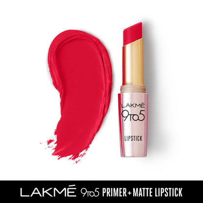 Lakme 9 To 5 Primer + Matte Lipstick - MR2 Red Coat (3.6g)