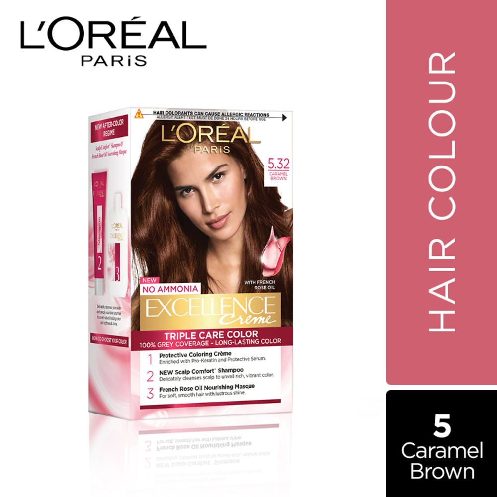 L'Oreal Paris Excellence Creme Hair Color - 5.32 Caramel Brown (72ml)