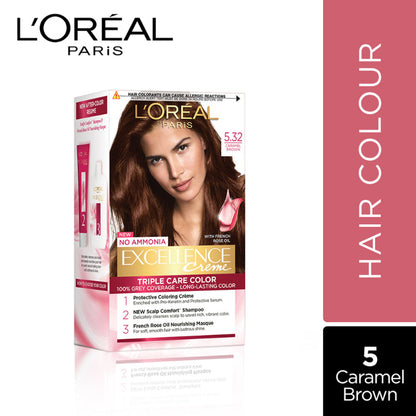 L'Oreal Paris Excellence Creme Hair Color - 5.32 Caramel Brown (72ml)