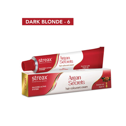 Streax Professional Argan Secrets Hair Colourant Cream - Dark Blonde 6 (60gm)