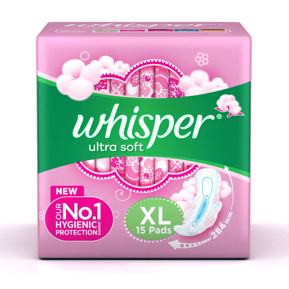 Whisper Ultra Soft 2x Softer Extra Large 15 Pads (15 Pads)