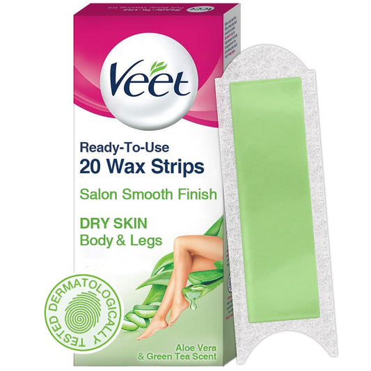 Veet Full Body Waxing Kit Easy-Gelwax Technology Dry Skin - 20 Strips (20Strips)