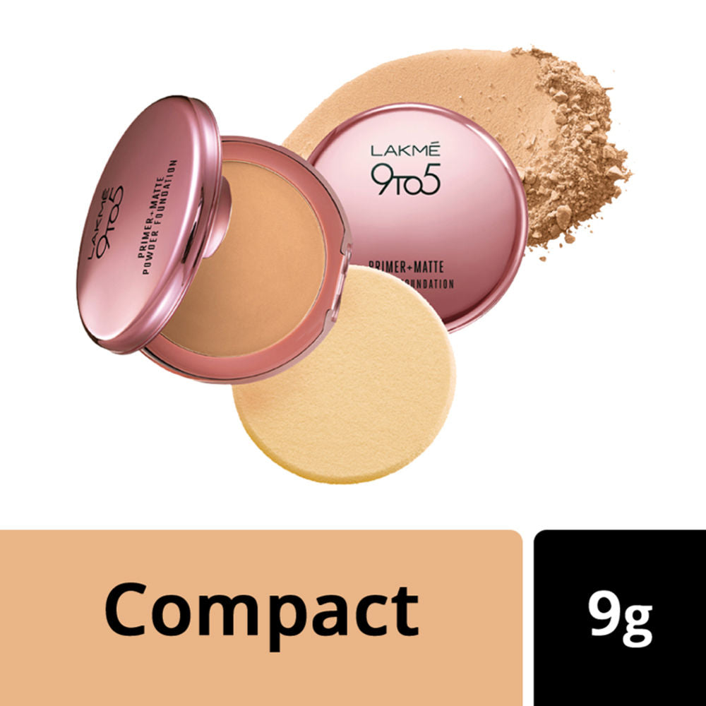 Lakme 9 to 5 Primer + Matte Powder Foundation Compact - Rose Silk (9gm)
