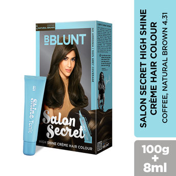 BBLUNT Salon Secret High Shine Creme Hair Colour - Coffee Natural Brown 4.31 (100gm + 8ml)
