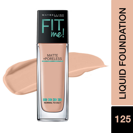 Maybelline New York Fit Me Matte+Poreless Liquid Foundation With Pump - 125 Nude Beige (30ml)