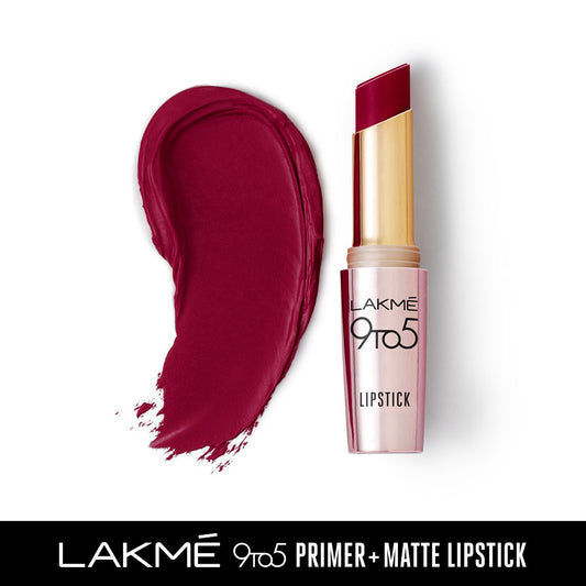Lakme 9 To 5 Primer + Matte Lipstick - MP6 Deep Wine (3.6g)