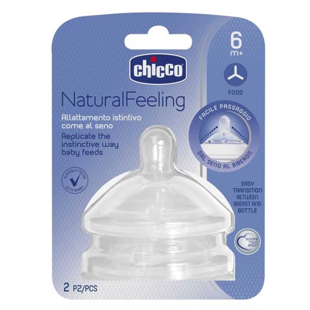 Chicco Natural Feeling Food Flow Teat (6M+) - 2 Pieces