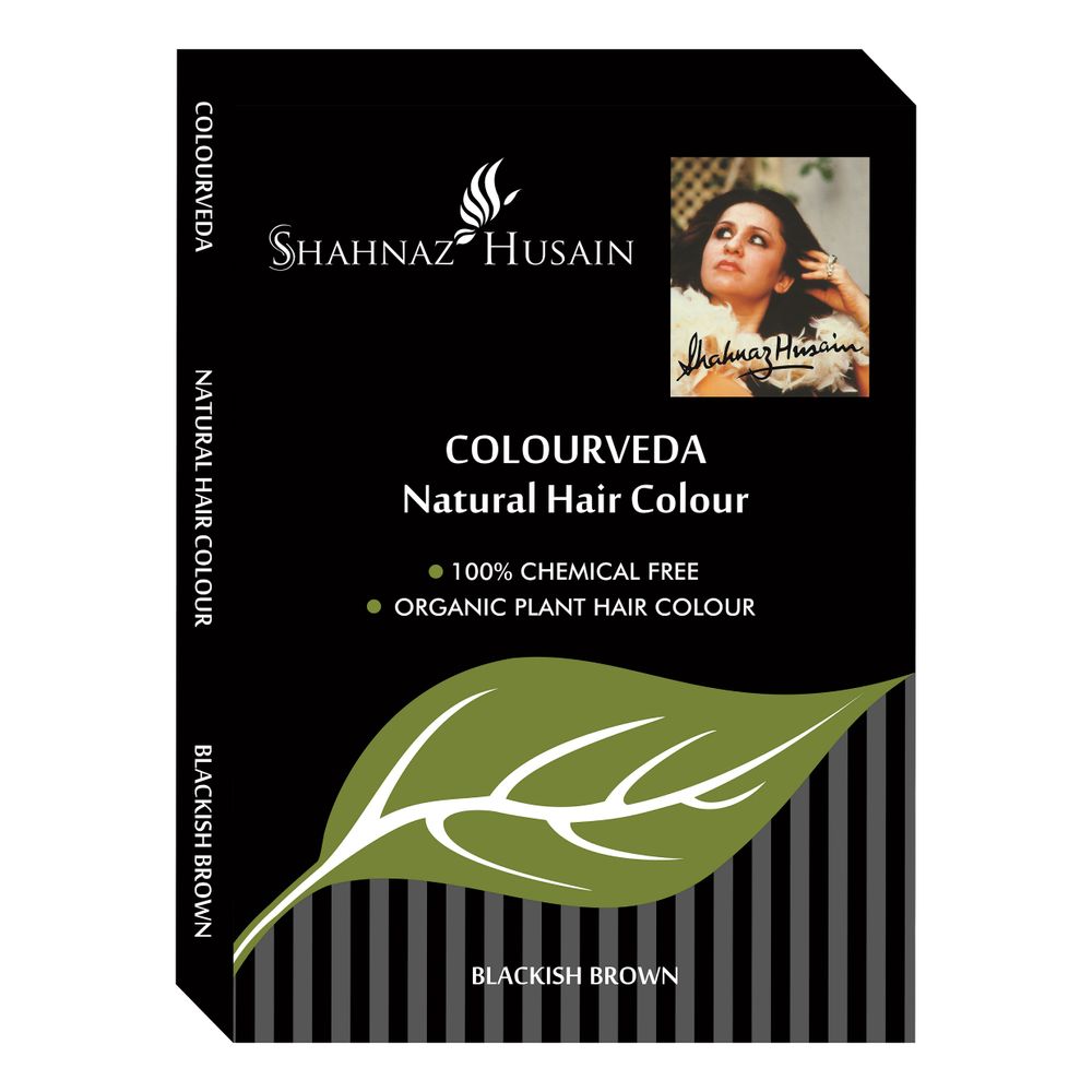 Shahnaz Husain Colourveda Natural hair Colour Blackish Brown + Free Applicator- Gloves & Shower Cap With This Pack (100gm)