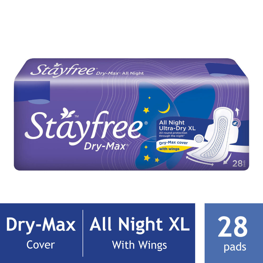 Stayfree All Night Ultra-Dry Max XL - 28 Sanitary Pads (28 Pads)