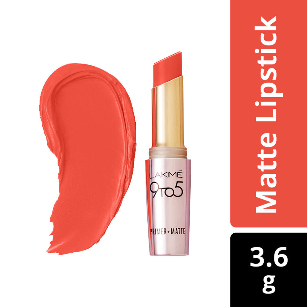 Lakme 9 To 5 Primer + Matte Lip Color - Vermilion Fired MR6 (3.6 g)