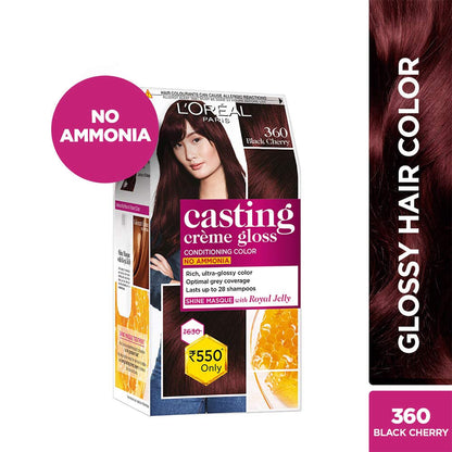 L'Oreal Paris Casting Creme Gloss Hair Color - 360 Black Cherry (87.5gm+72ml)