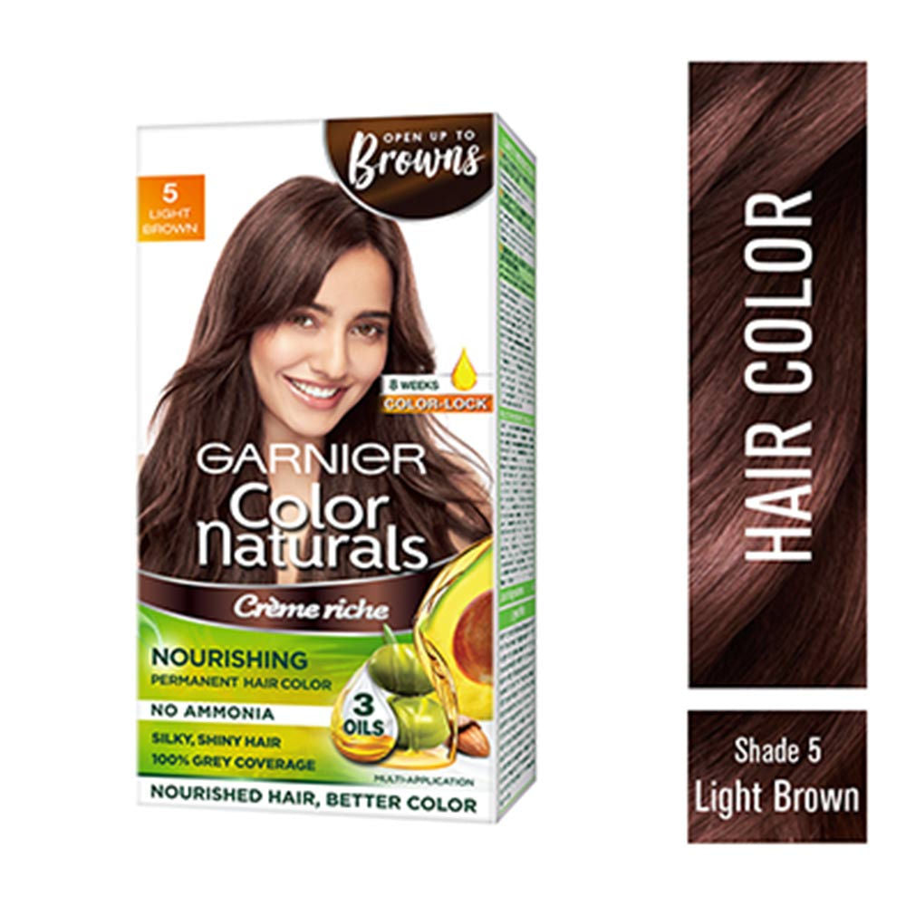 Garnier Color Naturals Creme Hair Color - 5 Light Brown (70ml+60gm)