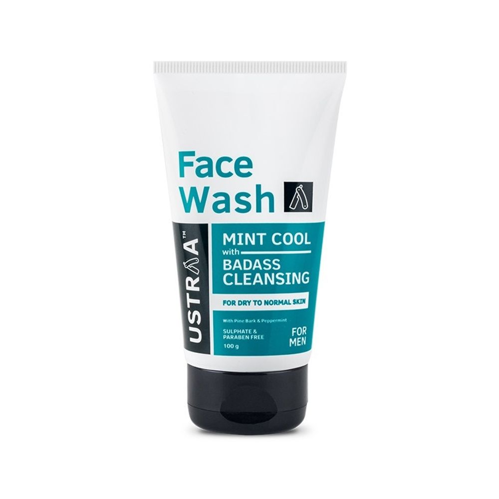 Ustraa Face Wash For Men - Dry To Normal Skin (Mint Cool) (100gm)