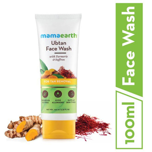 Mamaearth Ubtan Face Wash With Turmeric & Saffron For Tan Removal (100ml)