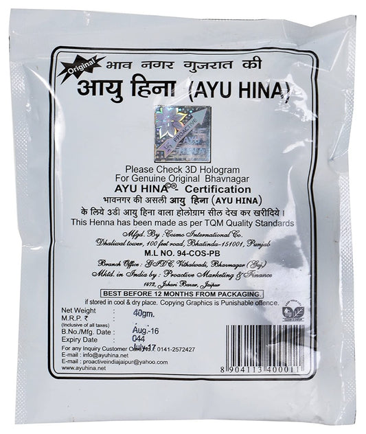 Ayu Hina Henna, Black, 40 g