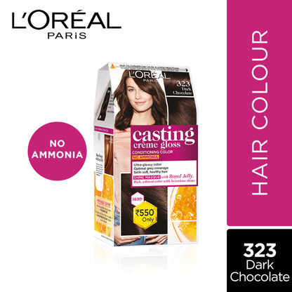 LOreal Paris Casting Creme Gloss Hair Color - 323 Sonam's Dark Chocolate (87.5g+72ml)